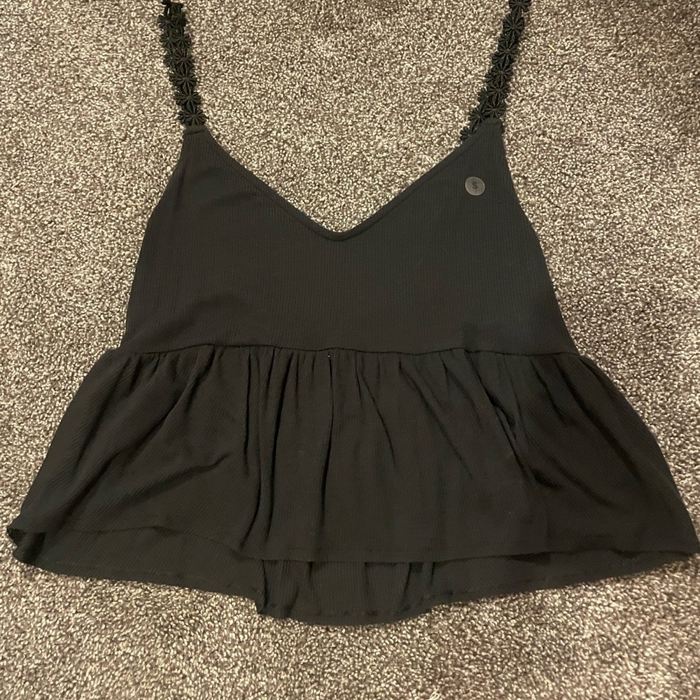 Black Sleeveless Peplum Top